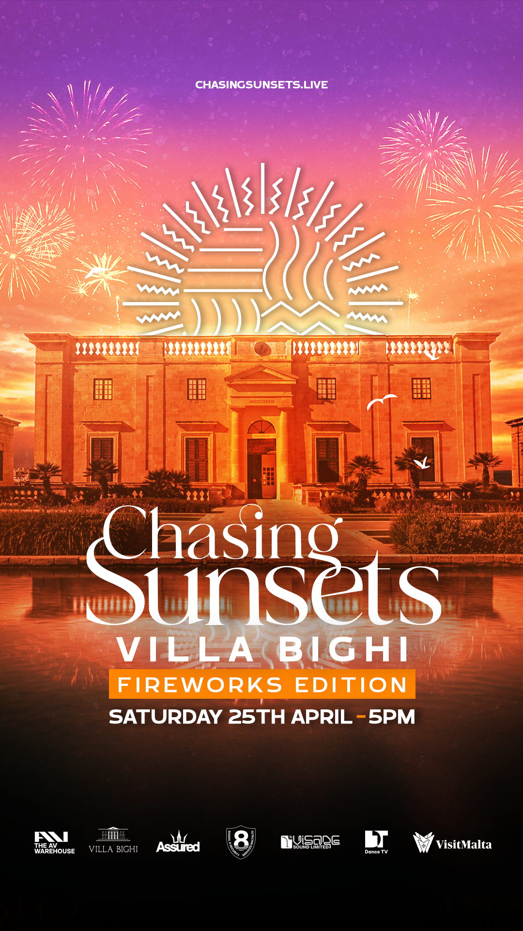 Chasing Sunset - Villa Bighi Fireworks Edition